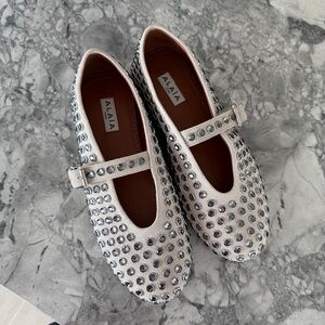 Alaia Crystal Stud Mary Jane Ballerina Flats